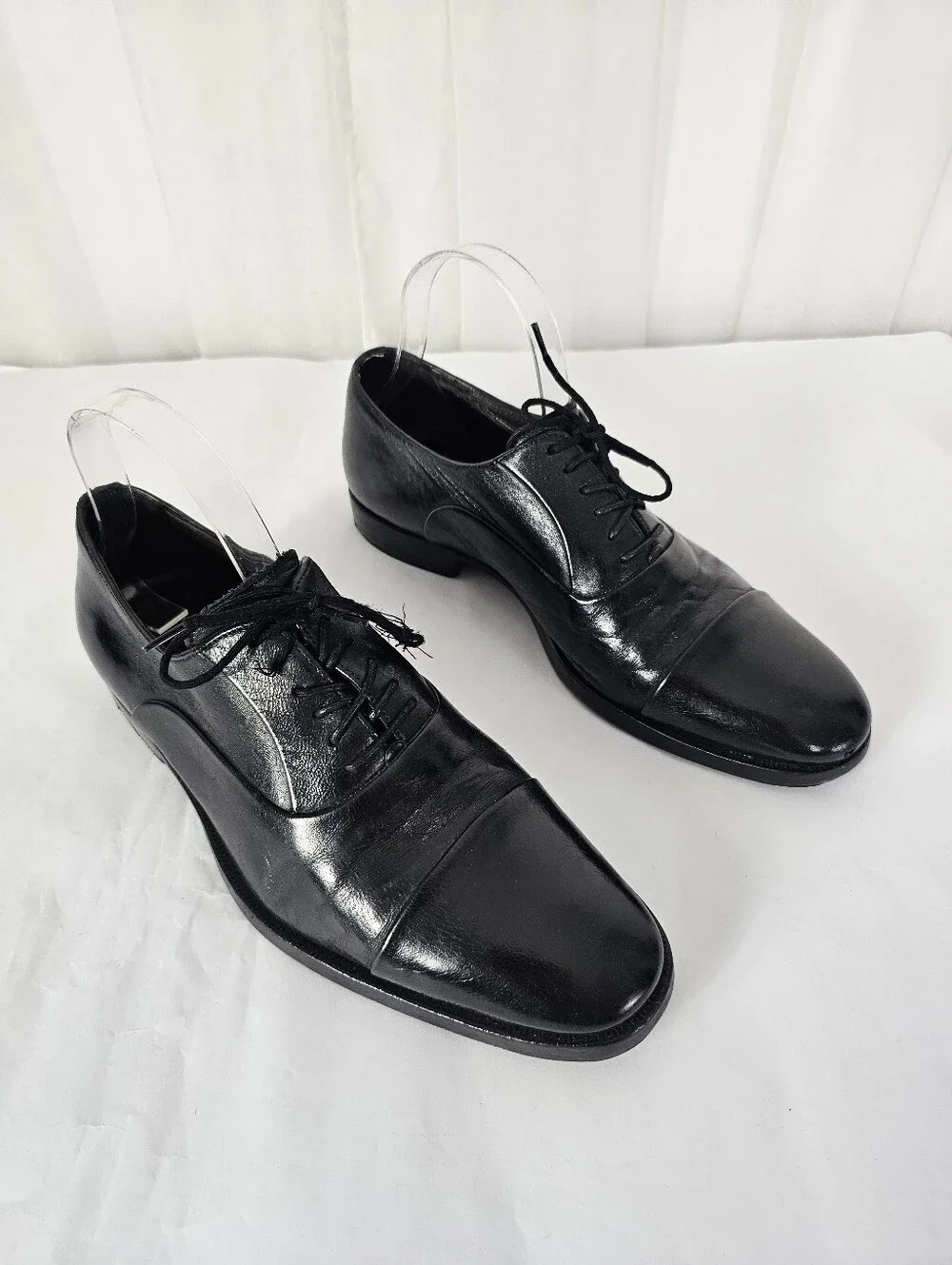 Bruno Magli Maioco Black Leather Cap Toe Oxfords Shoes